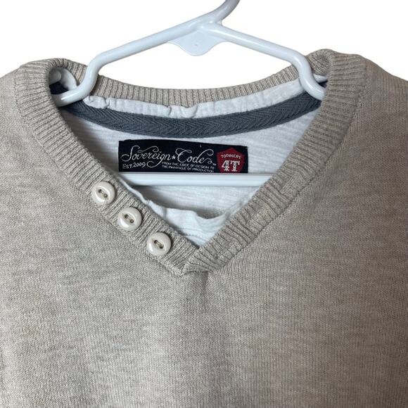 Sovereign Code V Neck Long Sleeve Sweater Oatmeal Size 4T Boys - Picture 2 of 6